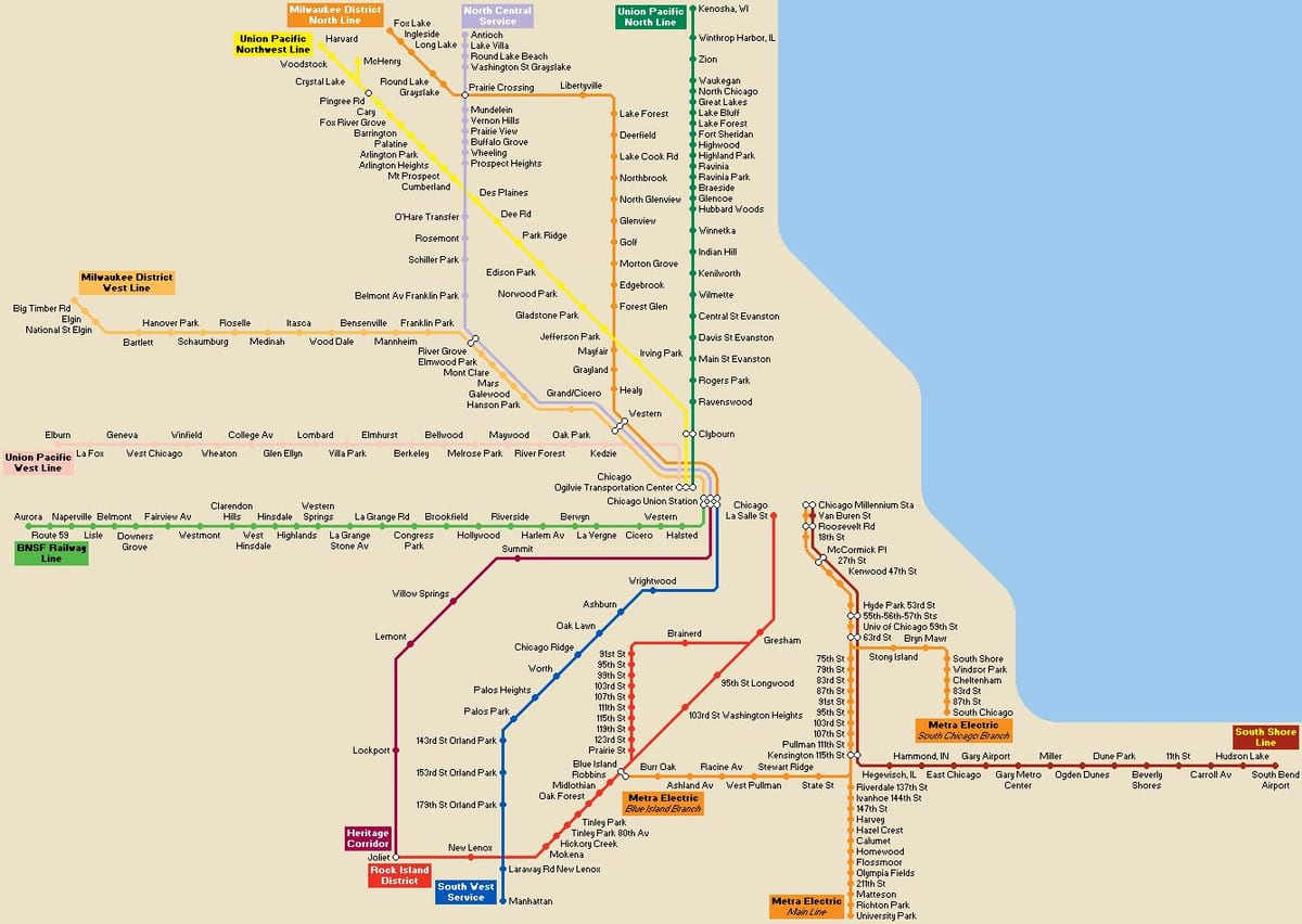শিকাগো পাবলিক পরিবহন মানচিত্র