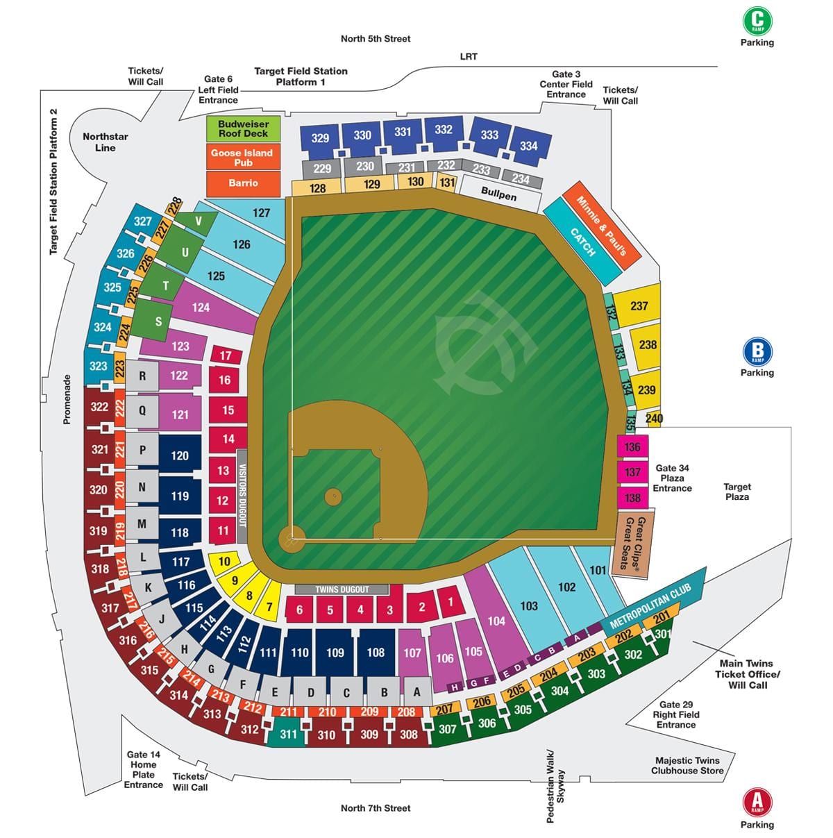 wrigley মাঠ আসনবিন্যাস মানচিত্র সঙ্গে আসন সংখ্যা